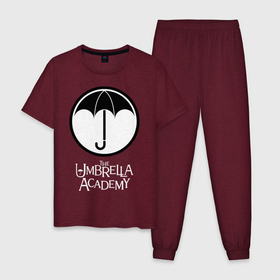 Мужская пижама хлопок с принтом Академия Амбрелла , 100% хлопок | брюки и футболка прямого кроя, без карманов, на брюках мягкая резинка на поясе и по низу штанин
 | the umbrella academy | umbrella | академия амбрелла | амбрелла | герб | зонтик
