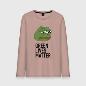 Мужской лонгслив хлопок с принтом Green Lives Matter , 100% хлопок |  | black lives matter | blacklivesmatter | pepe | pepe frog | лягушка пепе | пепе | пеппе