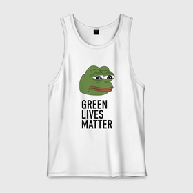 Мужская майка хлопок с принтом Green Lives Matter , 100% хлопок |  | black lives matter | blacklivesmatter | pepe | pepe frog | лягушка пепе | пепе | пеппе