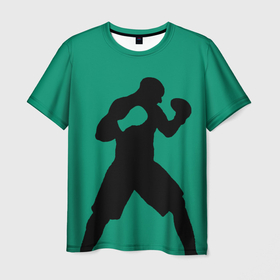 Мужская футболка 3D с принтом Боксер в Кировске, 100% полиэфир | прямой крой, круглый вырез горловины, длина до линии бедер | ufc | бег | бокс | гантели | груша | кикбоксинг | ринг | спорт | удар | физкультура