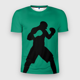 Мужская футболка 3D спортивная с принтом Боксер в Екатеринбурге, 100% полиэстер с улучшенными характеристиками | приталенный силуэт, круглая горловина, широкие плечи, сужается к линии бедра | ufc | бег | бокс | гантели | груша | кикбоксинг | ринг | спорт | удар | физкультура