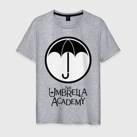 Мужская футболка хлопок с принтом Академия Амбрелла , 100% хлопок | прямой крой, круглый вырез горловины, длина до линии бедер, слегка спущенное плечо. | the umbrella academy | umbrella | академия амбрелла | амбрелла | герб | зонтик