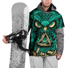 Накидка на куртку 3D с принтом Тотемная сова в Курске, 100% полиэстер |  | Тематика изображения на принте: adventure | outdoor | глаза | злая | лес | плакат | приключения | природа | птица | сова | хищная