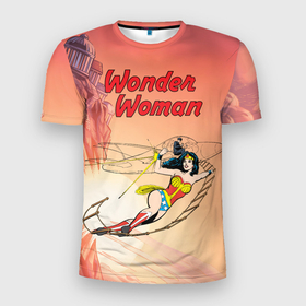 Мужская футболка 3D Slim с принтом Принцесса амазонок Диана в Новосибирске, 100% полиэстер с улучшенными характеристиками | приталенный силуэт, круглая горловина, широкие плечи, сужается к линии бедра | dc | diana | vdsvar | warner bros. | warner premiere | wonder woman | кери расселл | чудо женщина
