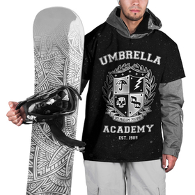 Накидка на куртку 3D с принтом Академия Амбрелла в Санкт-Петербурге, 100% полиэстер |  | the umbrella academy | umbrella | академия амбрелла | амбрелла | герб | зонтик