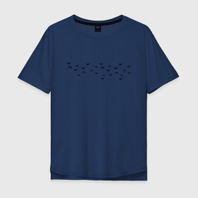 Мужская футболка хлопок Oversize с принтом Стая птиц в Белгороде, 100% хлопок | свободный крой, круглый ворот, “спинка” длиннее передней части | flock | гуси | животные | звери | картинки | небо | полет | прикольные | птицы | свобода | стая