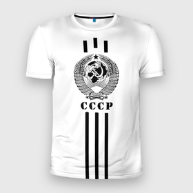 Мужская футболка 3D Slim с принтом СССР в Белгороде, 100% полиэстер с улучшенными характеристиками | приталенный силуэт, круглая горловина, широкие плечи, сужается к линии бедра | ussr | герб | звезда | коммунист | комсомол | кпсс | красный | ленин | лого | логотип | молот | надпись | патриот | республик | ретро | рсфср | серп | символ | снг | советский | советских | социалистических
