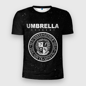 Мужская футболка 3D спортивная с принтом Академия Амбрелла , 100% полиэстер с улучшенными характеристиками | приталенный силуэт, круглая горловина, широкие плечи, сужается к линии бедра | the umbrella academy | umbrella | академия амбрелла | амбрелла | герб | зонтик