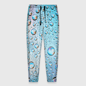 Мужские брюки 3D с принтом Капли голубой роса стекло вода в Новосибирске, 100% полиэстер | манжеты по низу, эластичный пояс регулируется шнурком, по бокам два кармана без застежек, внутренняя часть кармана из мелкой сетки | вода | градиент | для всех | дождь | капли | летний | на каждый день | обычный | окно | поверхность | повседневный | размытость | роса | стекло