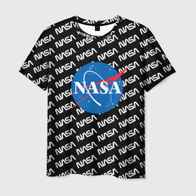 Мужская футболка 3D с принтом NASA в Санкт-Петербурге, 100% полиэфир | прямой крой, круглый вырез горловины, длина до линии бедер | Тематика изображения на принте: logo | logo nasa | nasa | space | америка | арт | космос | лого | лого наса | логотип | логотип наса | наса | спэйс