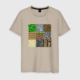 Мужская футболка хлопок с принтом Minecraft blocks в Ухте, 100% хлопок | прямой крой, круглый вырез горловины, длина до линии бедер, слегка спущенное плечо. | blocks | minecraft | блоки | майн | майнкрафт