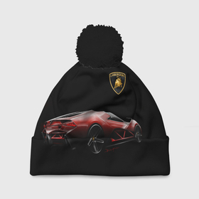 Шапка 3D c помпоном с принтом Lamborghini в Новосибирске, 100% полиэстер | универсальный размер, печать по всей поверхности изделия | bolide | car | italy | lamborghini | motorsport | power.prestige | автомобиль | автоспорт | болид | италия | ламборгини | мощь | престиж