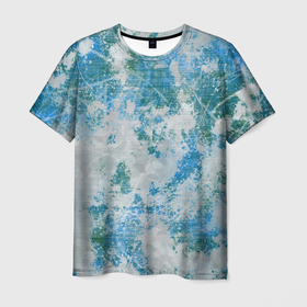 Мужская футболка 3D с принтом Разлитая краска в Тюмени, 100% полиэфир | прямой крой, круглый вырез горловины, длина до линии бедер | Тематика изображения на принте: белый | грязный | зеленый | разводы | разноцветный | текстура