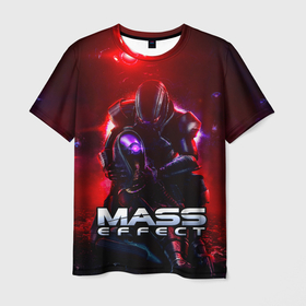 Мужская футболка 3D с принтом Mass Effect в Екатеринбурге, 100% полиэфир | прямой крой, круглый вырез горловины, длина до линии бедер | Тематика изображения на принте: n7 | масс эффект | н7 | шепард