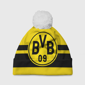 Шапка 3D c помпоном с принтом BORUSSIA DORTMUND в Белгороде, 100% полиэстер | универсальный размер, печать по всей поверхности изделия | borussia | bundesliga | football | germani | sport | бундеслига | германия | желтый | логотип | спорт | футбол