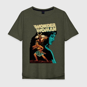 Мужская футболка хлопок Oversize с принтом Чудо-женщина в Тюмени, 100% хлопок | свободный крой, круглый ворот, “спинка” длиннее передней части | dc | diana | vdsvar | warner bros. | warner premiere | wonder woman | чудо женщина