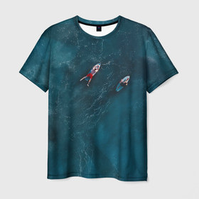 Мужская футболка 3D с принтом Мир юрского периода 2 в Санкт-Петербурге, 100% полиэфир | прямой крой, круглый вырез горловины, длина до линии бедер | дайвинг | динозавр | кит | море