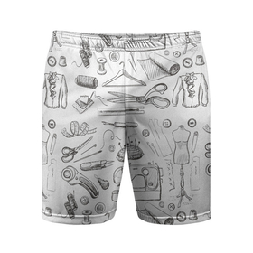 Мужские шорты спортивные с принтом для швеи в Курске,  |  | Тематика изображения на принте: handmade | иголка | инструменты для шитья | хэндмэйд | швея | шить