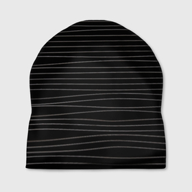 Шапка 3D с принтом Линии текстура черный в Екатеринбурге, 100% полиэстер | универсальный размер, печать по всей поверхности изделия | геометрия | линии | объем | полосы | текстура | темный | черный