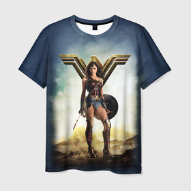 Мужская футболка 3D с принтом Wonder Woman в Тюмени, 100% полиэфир | прямой крой, круглый вырез горловины, длина до линии бедер | justice league movie | vdpartat | wonder woman | знаки | лига справедливости | супер герои | чудо женщина