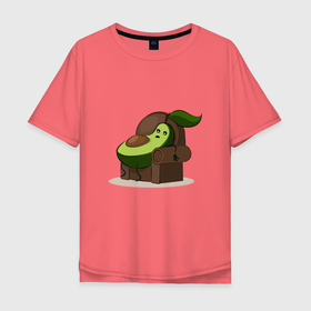 Мужская футболка хлопок Oversize с принтом Авокадо в Петрозаводске, 100% хлопок | свободный крой, круглый ворот, “спинка” длиннее передней части | avocado | авокадо