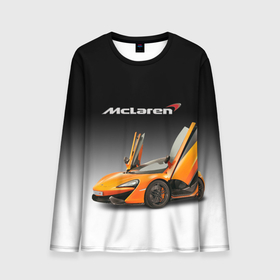 Мужской лонгслив 3D с принтом McLaren в Тюмени, 100% полиэстер | длинные рукава, круглый вырез горловины, полуприлегающий силуэт | bolide | car | mclaren | motorsport | power | prestige | автомобиль | автоспорт | болид | мощь | престиж