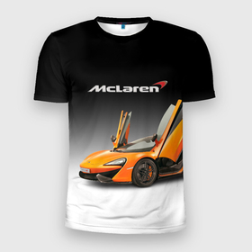 Мужская футболка 3D спортивная с принтом McLaren в Курске, 100% полиэстер с улучшенными характеристиками | приталенный силуэт, круглая горловина, широкие плечи, сужается к линии бедра | bolide | car | mclaren | motorsport | power | prestige | автомобиль | автоспорт | болид | мощь | престиж