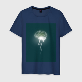 Мужская футболка хлопок с принтом Brain в Кировске, 100% хлопок | прямой крой, круглый вырез горловины, длина до линии бедер, слегка спущенное плечо. | brain | neuron | интеллект | медицина | мозг | наука