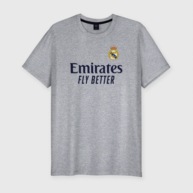 Мужская футболка премиум с принтом Real Madrid 2020/2021 в Новосибирске, 92% хлопок, 8% лайкра | приталенный силуэт, круглый вырез ворота, длина до линии бедра, короткий рукав | 2021 | benzema | hazard | madrid | ramos | real | джерси | мадрид | реал | форма