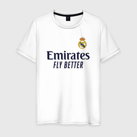 Мужская футболка хлопок с принтом Real Madrid 2020/2021 в Кировске, 100% хлопок | прямой крой, круглый вырез горловины, длина до линии бедер, слегка спущенное плечо. | 2021 | benzema | hazard | madrid | ramos | real | джерси | мадрид | реал | форма