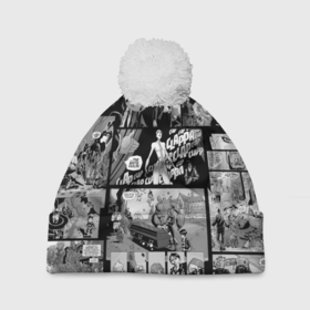 Шапка 3D c помпоном с принтом Академия Амбрелла в Санкт-Петербурге, 100% полиэстер | универсальный размер, печать по всей поверхности изделия | the umbrella academy | umbrella | академия амбрелла | амбрелла | зонтик | комиксы