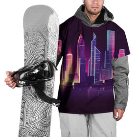 Накидка на куртку 3D с принтом Neon City в Кировске, 100% полиэстер |  | city | neon | город | красочное | неоновый | радужное | свечение
