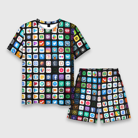 Мужской костюм с шортами 3D с принтом Iphone and Apps Icons ,  |  | android | apk | apps | icon | iphone | iphone and apps icons | social | айфон | андроид | значок | приложение