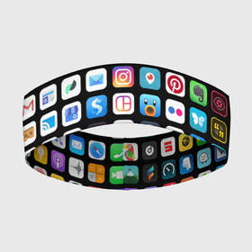 Повязка на голову 3D с принтом Iphone and Apps Icons ,  |  | android | apk | apps | icon | iphone | iphone and apps icons | social | айфон | андроид | значок | приложение