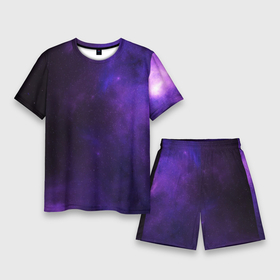 Мужской костюм с шортами 3D с принтом Фиолетовая звезда ,  |  | арт | звезда | звёзды | карлик | космос | облако | синий | сияние | темный | фиолетовый | черный | яркая | яркие цвета