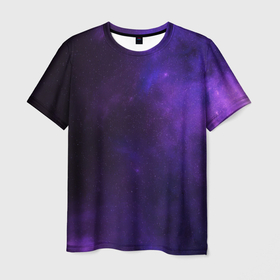 Мужская футболка 3D с принтом Фиолетовая звезда в Кировске, 100% полиэфир | прямой крой, круглый вырез горловины, длина до линии бедер | арт | звезда | звёзды | карлик | космос | облако | синий | сияние | темный | фиолетовый | черный | яркая | яркие цвета