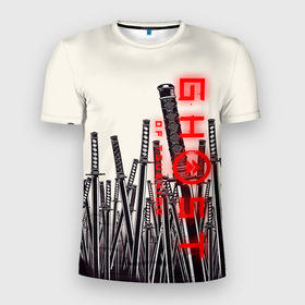 Мужская футболка 3D Slim с принтом Призрак Цусимы в Белгороде, 100% полиэстер с улучшенными характеристиками | приталенный силуэт, круглая горловина, широкие плечи, сужается к линии бедра | катана | призрак | призрак цусимы | самурай | цусима | япония