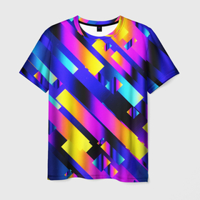 Мужская футболка 3D с принтом Rectangle в Кировске, 100% полиэфир | прямой крой, круглый вырез горловины, длина до линии бедер | rectangle | абстракция | геометрия | градиент | неон | прямоугольник | фигуры