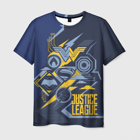 Мужская футболка 3D с принтом Justice League в Белгороде, 100% полиэфир | прямой крой, круглый вырез горловины, длина до линии бедер | justice league movie | vdpartat | геометрия | знаки | лига справедливости | логотипы | символы