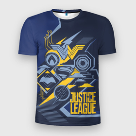 Мужская футболка 3D спортивная с принтом Justice League в Санкт-Петербурге, 100% полиэстер с улучшенными характеристиками | приталенный силуэт, круглая горловина, широкие плечи, сужается к линии бедра | justice league movie | vdpartat | геометрия | знаки | лига справедливости | логотипы | символы
