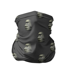 Бандана-труба 3D с принтом Голова с острова Пасхи в Екатеринбурге, 100% полиэстер, ткань с особыми свойствами — Activecool | плотность 150‒180 г/м2; хорошо тянется, но сохраняет форму | Тематика изображения на принте: моаи | эмодзи