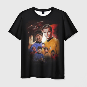 Мужская футболка 3D с принтом Star Trek , 100% полиэфир | прямой крой, круглый вырез горловины, длина до линии бедер | captain | chekov | chris | discovery | enterprise | khan | kirk | ncc | pine | spock | star | trek | джеймс | дискавери | звездный путь | капитан | кирк | спок | стартрек
