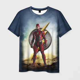 Мужская футболка 3D с принтом The Flash в Новосибирске, 100% полиэфир | прямой крой, круглый вырез горловины, длина до линии бедер | justice league movie | the flash | знаки vdpartat | лига справедливости | символы | супер герои | флэш