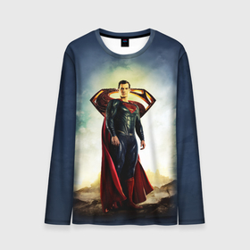 Мужской лонгслив 3D с принтом Superman в Тюмени, 100% полиэстер | длинные рукава, круглый вырез горловины, полуприлегающий силуэт | justice league movie | superman | знаки vdpartat | лига справедливости | символы | супер герои | супермен