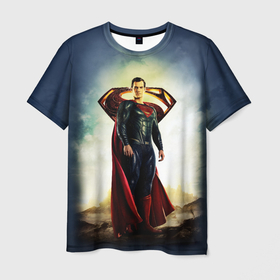 Мужская футболка 3D с принтом Superman в Тюмени, 100% полиэфир | прямой крой, круглый вырез горловины, длина до линии бедер | Тематика изображения на принте: justice league movie | superman | знаки vdpartat | лига справедливости | символы | супер герои | супермен