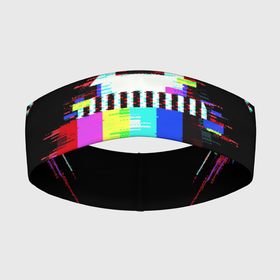 Повязка на голову 3D с принтом Glitch VHS в Тюмени,  |  | Тематика изображения на принте: glitch | rgb | vhs | помехи | разноцветный | шум