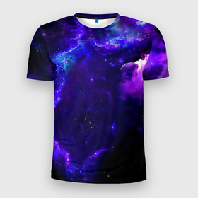 Мужская футболка 3D спортивная с принтом Космическое небо в Белгороде, 100% полиэстер с улучшенными характеристиками | приталенный силуэт, круглая горловина, широкие плечи, сужается к линии бедра | арт | звёзды | иний | космос | облако | розовый | сияние | тёмный | туманность | фиолоетовый | черный | яркие цвета