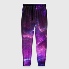 Мужские брюки 3D с принтом Космическое небо , 100% полиэстер | манжеты по низу, эластичный пояс регулируется шнурком, по бокам два кармана без застежек, внутренняя часть кармана из мелкой сетки | арт | звёзды | космос | облако | розовый | синий | сияние | туманность | фиолетовый | яркие цвета