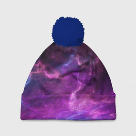 Шапка 3D c помпоном с принтом Космическое небо в Курске, 100% полиэстер | универсальный размер, печать по всей поверхности изделия | арт | звёзды | космос | облако | розовый | синий | сияние | туманность | фиолетовый | яркие цвета