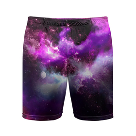 Мужские шорты спортивные с принтом Космическое небо ,  |  | арт | звёзды | космос | облако | сияние | туманность | яркие цвета